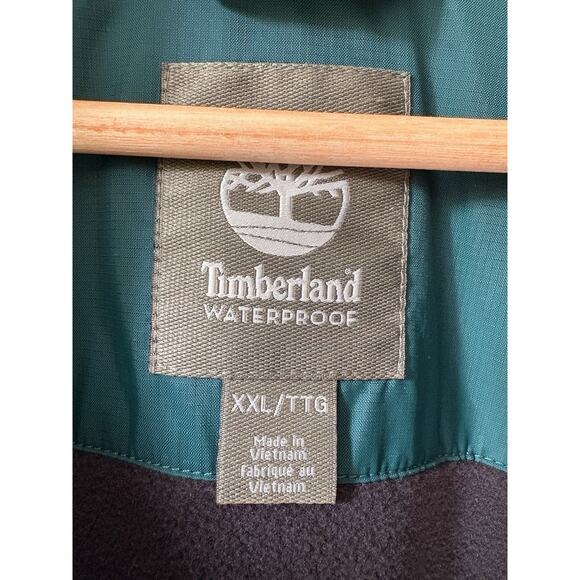 TIMBERLAND Fleece Lined Full Zip Windbreaker Jacket Waterproof Green Mens XXL - Picture 3 of 15